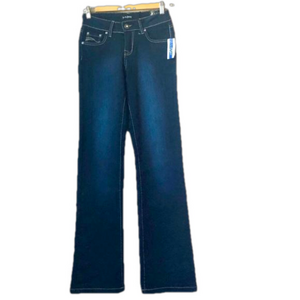Suko Jeans Dark Blue Slim Bootcut Low Rise Rhinestone Rivet Stretch Denim Size 4